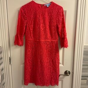 Draper James Coral Bell Sleeve Lace Dress